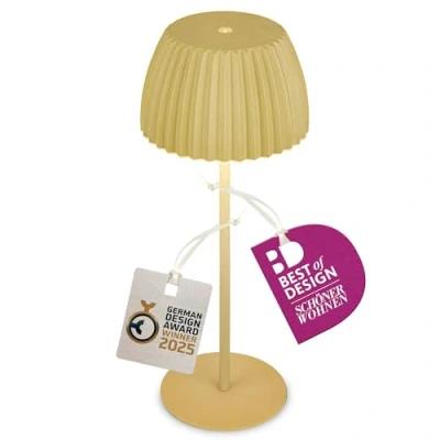 Image of BRILONER Rechargeable LED Table lamp IP44 with Light Edge, Touch, Replaceable Battery, Light, Battery lamp, Bedside German Design Award Winner 2025, 14.5x36.5 cm, Green