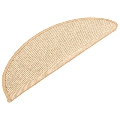 Image of vidaXL Cream Carpet Stair Treads 15 Pack Polypropylene Non Slip Step Mats, 56x17x3 cm, Sound Dampening, Adhesive, Washable