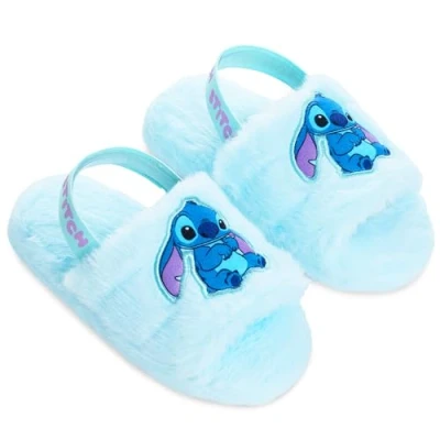 Image of Disney Stitch Womens Fluffy Slippers, Comfy Mule House Shoes Gifts for Women (Blue, 5 UK)