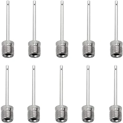 Image of Inflating Pump Needles for Ball, Football, Rugby, Volleyball, Netball Valve Adapters (10Pcs Silver A)