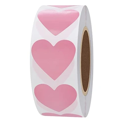 Image of Hylabelest Color Coding Dot Labels 30mm Love Heart Stickers (Pink)