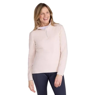 Image of Mountain Warehouse Snowdon Womens Fleece Top Warm Pullover, Lightweight Sweater, Half Zip, Breathable Ladies Tee, Quick Drying for Spring Summer, Walking, Travelling Light Beige 24
