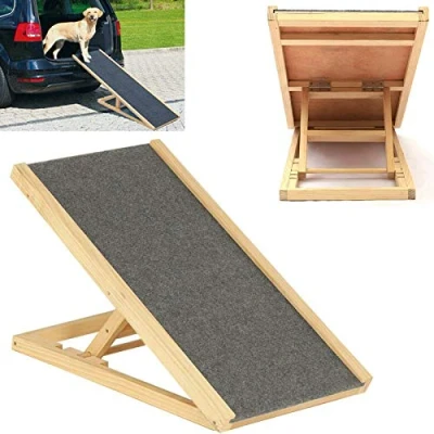Image of Pet Ramp Dog for Car Large Dog, Folding Ladder Solid Wooden Frame with Anti Slip Carpet, Multipurpose Cars High Bed, Adjustable 2 Heights(30, 40cm)