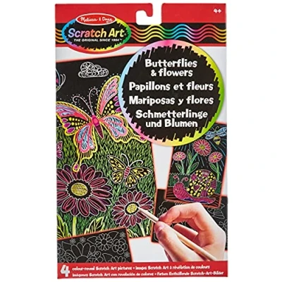 Image of Melissa &amp; Doug Color Reveal Pictures Butterflies and Flowers Arts Crafts Scratch Art 3+ Gift for Boy or Girl