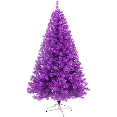 Image of 6ft Purple Artificial Christmas Tree With Thicken Branch Tips,Outdoor Indoor Large Metal Stand,Colorful Xmas Pine Festival Decoration 180cm/6ft