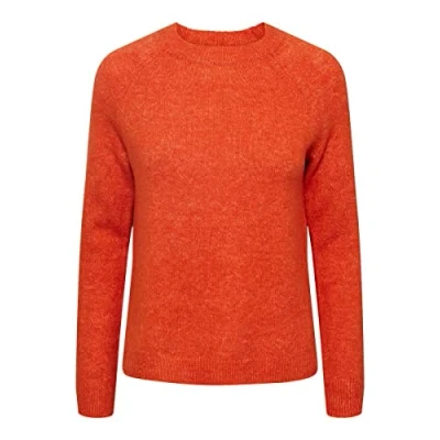 Image of PIECES Women&#039;s Pcjuliana LS O Neck Knit Noos Bc Sweater, Tangerine Tango, M