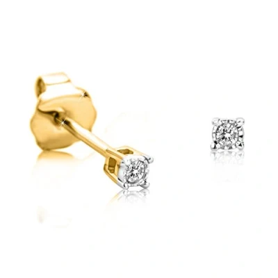 Image of Orovi Women Stud Earrings 9 ct/375 White Gold/Yellow Gold With Brilliant Cut Diamonds