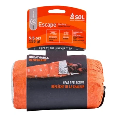 Image of SOL®Escape Lite Bivvy Orange Durable Water Resistant Windproof Reflects 70% Body Heat Breathable Lightwieght 155g Prevents Condensation Watersports Hiking Hunting Backpacking Walking Search and Rescue