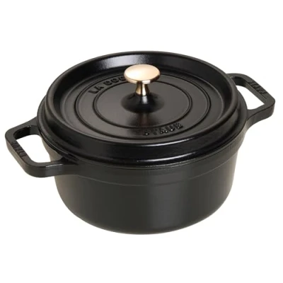 Image of STAUB Cast Iron Roaster/Cocotte, Round, 22 cm, 2.6 L, Black