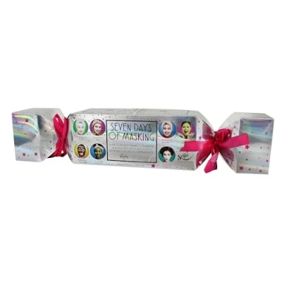 Image of Skin Treats Seven Days of Masking Christmas Cracker Gift Set Dual Acton Clay Masks Bentonite &amp; Kaolin Rejuvenates Nourishes Vegan Not Tested On Animals