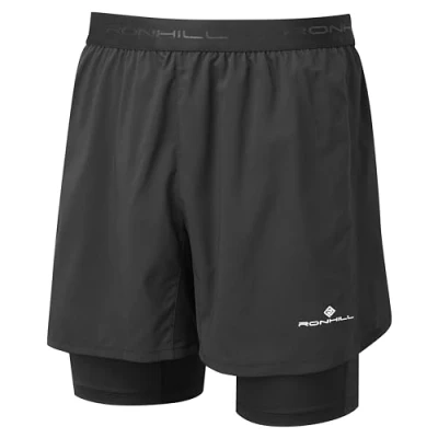 Image of RONHILL Running, Men&#039;s Tech 5&quot; Twin Short, All Black with Reflect, Size S