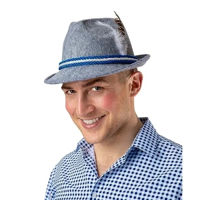 Image of Wicked Costumes Adult Deluxe Bavarian Hat Grey/Blue Fancy Dress Accessory
