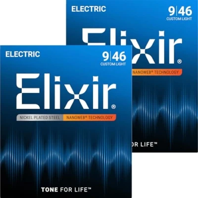 Image of Elixir Custom Light Nanoweb Electric Guitar Strings 2 Pack (Standard)