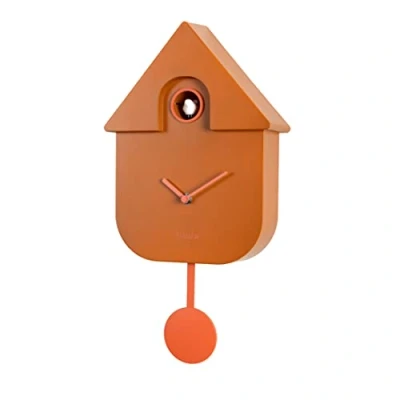 Image of Fisura Cuckoo clock. wall Original clock for gift. 3 AA batteries not included. 21,5 x 8 41,5. Material: ABS plastic. (Terracotta)