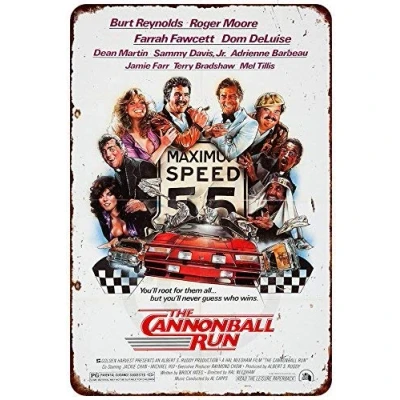 Image of New Tin Sign The Cannonball Run Movie Poster Vintage Aluminum Metal 8x12 Inches