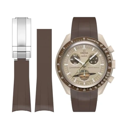 Image of BONACE Watch Strap for Omega X Swatch MoonSwatch/Rolex Watch/SEIKO 20mm,No Gap Rubber Moonswatch Speedmaster Replacement 20mm (White)