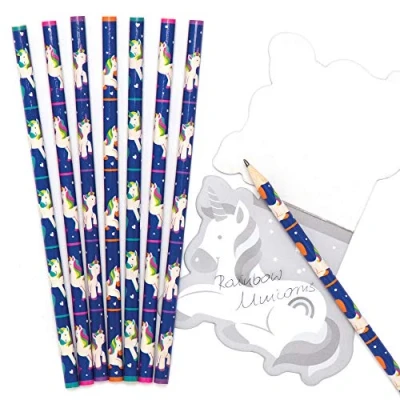 Image of Baker Ross AT964 Rainbow Unicorn Pencils Pack of 16, Ideal for Kids School Set,Small Gifts,Green,Orange,Pink,Purple