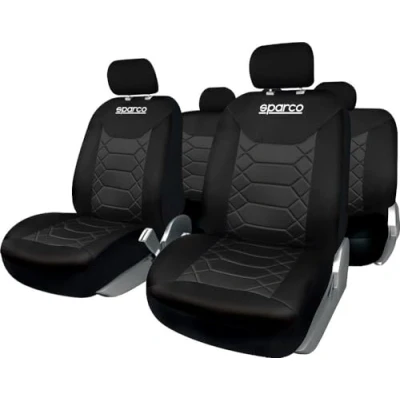 Image of Sparco Universal Set SPC1016 Car Seat Covers Complete Black Honeycomb