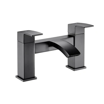 Image of Contemporary Deck Mounted Bath Filler Tap Matt Black
