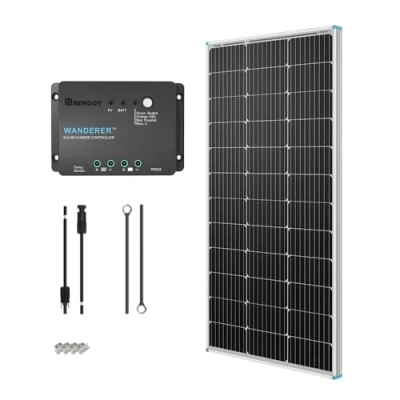 Image of Renogy 100W Solar Panel Kit with 30A Charge Controller, 12V for Campervan, Motorhomes, Sheds, Boats, Trailer, Marine, Off Grid Homes