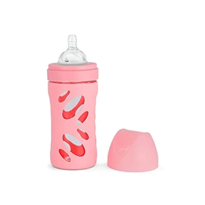 Image of Twistshake Anti Colic Glass Baby Bottle, Infant Feeding BPA Free, 260 ml, 2+ Months, Pastel Pink