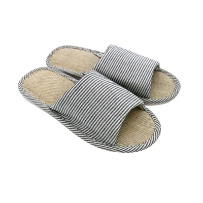 Image of APIKA Women&#039;s and Men&#039;s Cotton Flax Casual Soft Light Open Toe Slippers Comfortable Breathable House Anti Slip for Indoor Outdoor(7/7.5 UK,Navy Blue)(42/43 EU )