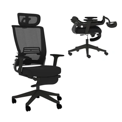 Image of FLEXISPOT Ergonomic Office Chair, Folding Chair for Small Spaces with Adjustable Lumbar Support, Armrest and Headrest, Mesh Desk Footrest Home Work, Flora &amp; Fauna Serie Green