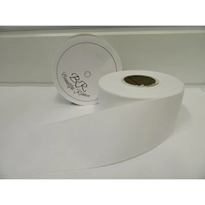 Image of 1 Roll of 50mm x 20 metres Grosgrain Ribbon White Double Sided Ribbed 50 mm 5cm 2&quot; 2 Inch