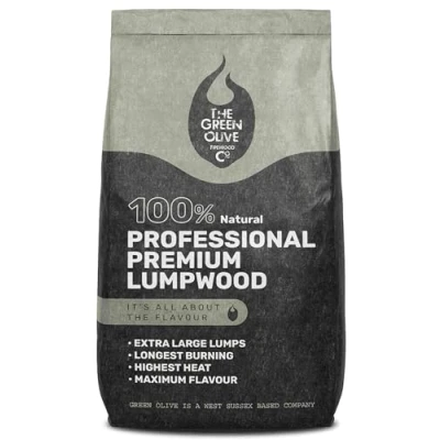 Image of Green Olive Firewood Premium Professional Lumpwood Charcoal 10kg Restaurant Grade Long lasting, Eco friendly, BBQ Ideal for BBQ, Grilling, Smoking, &amp; Pizza Ovens