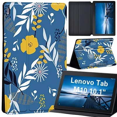 Image of Cartoon Case for Lenovo Tab M10 TB X605F/ X605L/ X505F/ X505L Leather Tri Fold Stand Cover 10.1 Inch Tablet (flower017)