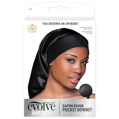 Image of Evolve Satin Edge Pocket Bonnet, Black, One Size