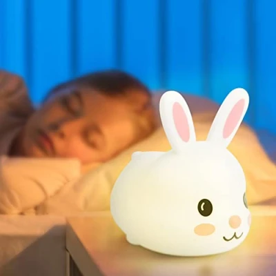 Image of Kidoola Bunny Night Light Nightlight Lamp 6 Colour Touch Change LED, BPA Free Kawaii Silicone Rabbit with Rechargeable Battery,Cute Nursery Decor &amp; time Sleep Accessory