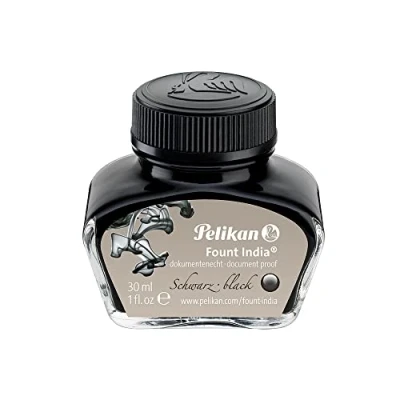 Image of Pelikan Fount India Drawing Ink for Fountain pens Plastic Container Black 30 ml.