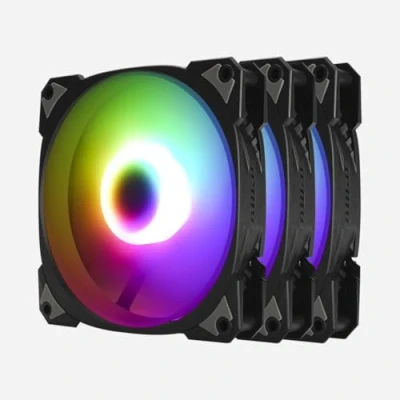 Image of InWin Neptune AN120 3PK, 120mm PWM ARGB Fans, Triple Pack, Customizable Lighting, Static Pressure, 5V 3PIN Addressable RGB, Motherboard SYNC with 3PIN, up to 2200PWM, Black