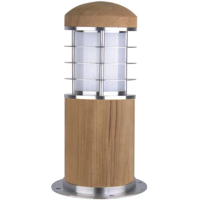 Image of Poole 1 Light Outdoor Bollard Stainless Steel, Teak IP55, E27