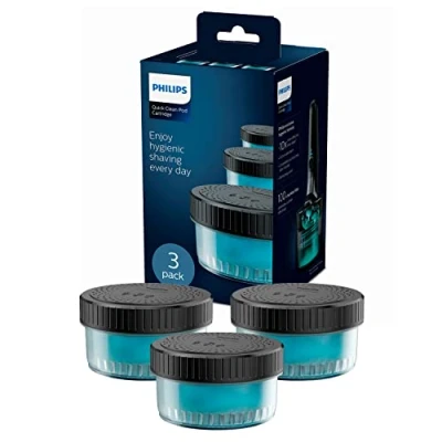 Image of Philips UK Kitchen and Home Quick Clean Pod Replacement Cartridge for Electric Shaver, 3 pack, Up to 9 mos hygienic shaving, compatible, CC13/50, 669 g, Count