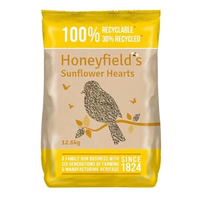 Image of Sunflower Hearts Bird Food Wild for Small Birds, High in Energy and Protein, Great Hanging Feeders, Tables, Ground Feeding, Bulk Bag (12.6kg) Honeyfield’s