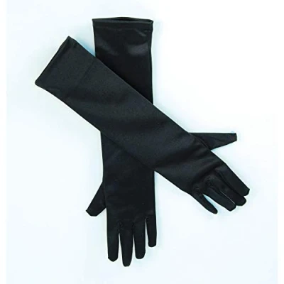 Image of Long Satin Glove Black