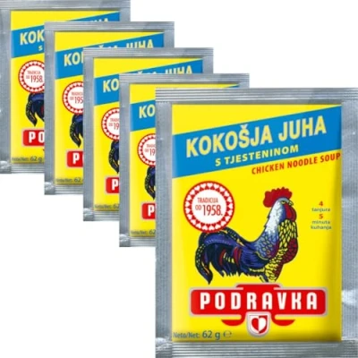 Image of Podravka Chicken noodle soup Kokosja juha tjesteninom 62 Gram x 5 Packs by Pufai Grocery