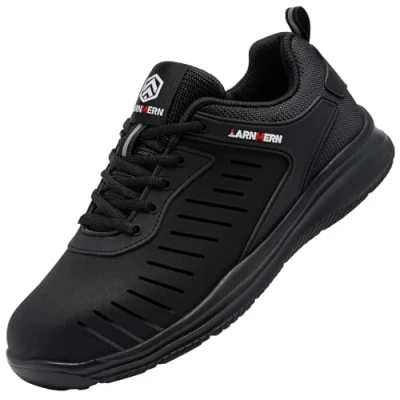 Image of LARNMERN Safety Trainers Waterproof Steel Toe Cap Men Women Puncture Proof Shoes Comfortable Lightweight Breathable(Black B,10.5UK)