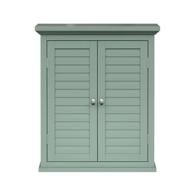 Image of Teamson Home Glancy Removable Two Door Wall Cabinet with Faux Louvered Doors, Sage Green