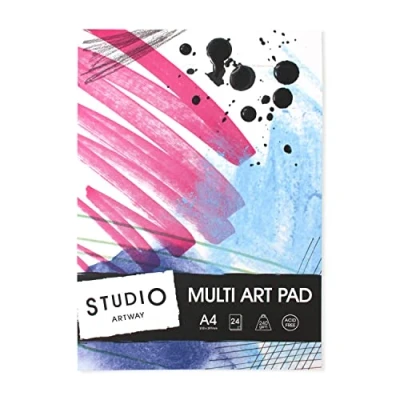 Image of Artway Studio A4 Mixed Media Pad (Multi Art Pad) Ideal for Multimedia Applications 240gsm Paper 48 Sides/24 Sheets