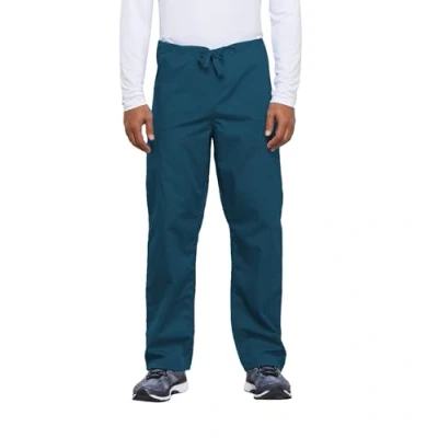 Image of Cherokee Men Man Scrubs cargo trouser Originals Medical Clothing With Adjustable Drawstring Zip Fly WWE4100 Caribbean Blue XL