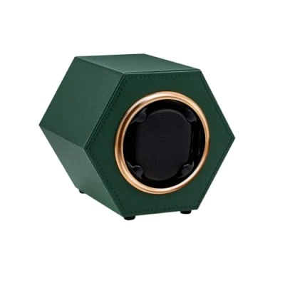 Image of Mcbazel Automatic Watch Winder,PU Leather Winder Box Single for 1 Display Storage Wristwatch with Quiet Motor Auto Turner USB C Powered Dark Green