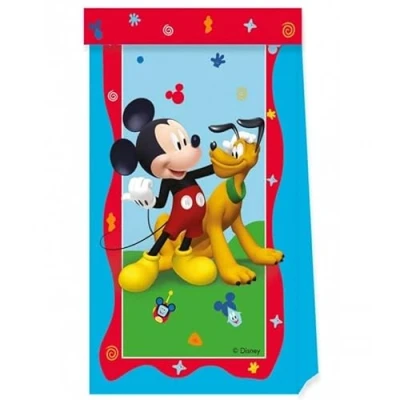 Image of Procos Folat 93828P FSC Pack of 4 Children&#039;s Bags Mouse Birthday Accessories Reusable Kids Mickey Party Boxes, Multicoloured