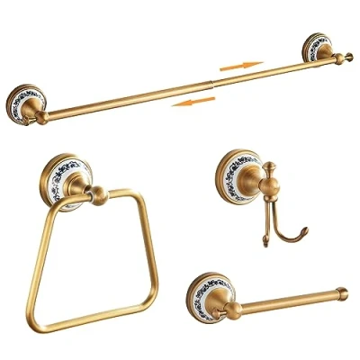 Image of Antique Bronze Bathroom Hardware Set,Adjustable Towel Rack, Toilet Roll Paper Holder,Hand Holder,Hook, Accessories Set Wall Mounted,Porcelain Design