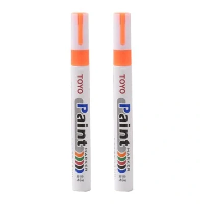 Image of Worparsen 2Pcs Tire Paint Pen Marker Lettering Permanent Waterproof Ink Fill Pens for Car Vehicle Motorcycle Tyre Orange