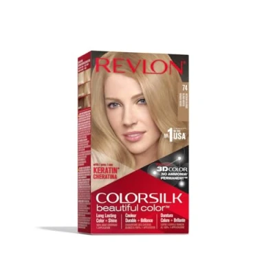 Image of colorsilk Beautiful Color 74 Medium Blonde Revlon 1 Application Hair For Unisex