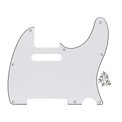 Image of FLEOR 8 Hole 3Ply White TL Pickguard Single Coil Neck Cut Guard Plate with Mounting Screws for U.S./Mexican Standard TE Replacement