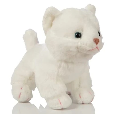 Image of Uni Toys Cat Baby (White), Standing 13 cm (Height) Plush Kitten Toy, Cuddly HT 30301